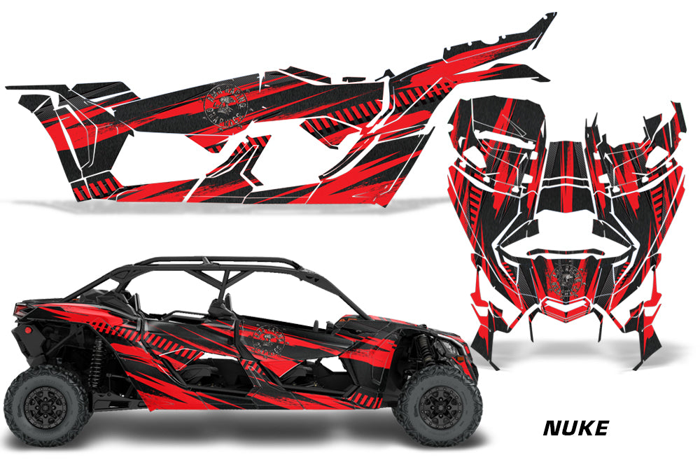 Full Graphics Kit Decal Wrap For Can-Am Maverick X3 MAX DS RS 4D 2016+ NUKE RED-atv motorcycle utv parts accessories gear helmets jackets gloves pantsAll Terrain Depot