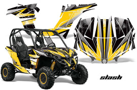 UTV Graphics Kit Decal Wrap For Can-Am BRP Maverick 1000 X/XT 2013-2016 SLASH YELLOW BLACK-atv motorcycle utv parts accessories gear helmets jackets gloves pantsAll Terrain Depot