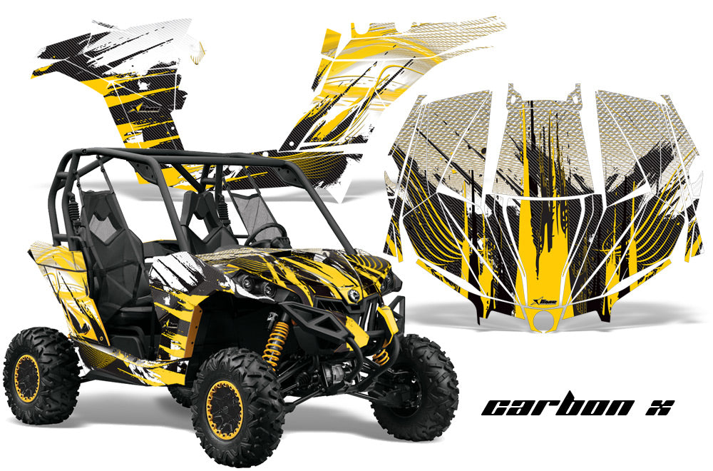 UTV Graphics Kit Decal Wrap For Can-Am BRP Maverick 1000 X/XT 2013-2016 CARBONX YELLOW-atv motorcycle utv parts accessories gear helmets jackets gloves pantsAll Terrain Depot