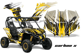 UTV Graphics Kit Decal Wrap For Can-Am BRP Maverick 1000 X/XT 2013-2016 CARBONX YELLOW-atv motorcycle utv parts accessories gear helmets jackets gloves pantsAll Terrain Depot
