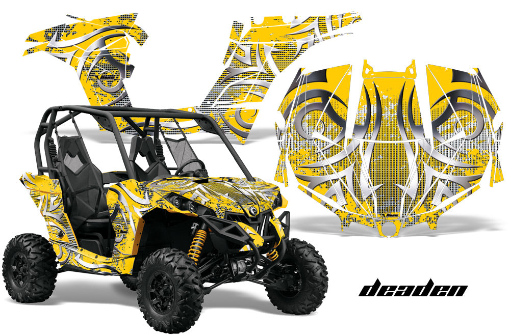 UTV Graphics Kit Decal Wrap For Can-Am BRP Maverick 1000 X/XT 2013-2016 DEADEN YELLOW-atv motorcycle utv parts accessories gear helmets jackets gloves pantsAll Terrain Depot
