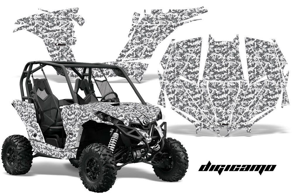 UTV Graphics Kit Decal Wrap For Can-Am BRP Maverick 1000 X/XT 2013-2016 DIGICAMO WHITE-atv motorcycle utv parts accessories gear helmets jackets gloves pantsAll Terrain Depot