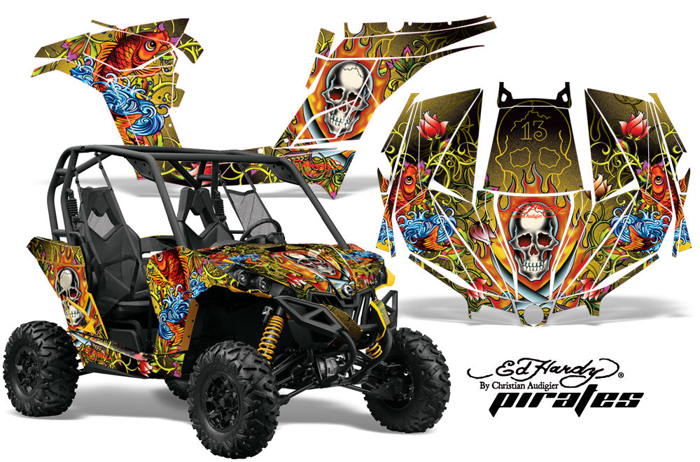 UTV Graphics Kit Decal Wrap For Can-Am BRP Maverick 1000 X/XT 2013-2016 EDHP YELLOW-atv motorcycle utv parts accessories gear helmets jackets gloves pantsAll Terrain Depot