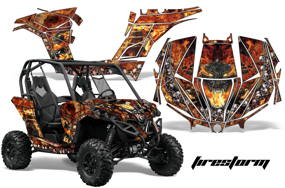 UTV Graphics Kit Decal Wrap For Can-Am BRP Maverick 1000 X/XT 2013-2016 FIRESTORM BLACK-atv motorcycle utv parts accessories gear helmets jackets gloves pantsAll Terrain Depot
