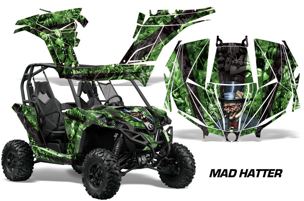 UTV Graphics Kit Decal Wrap For Can-Am BRP Maverick 1000 X/XT 2013-2016 HATTER BLACK GREEN-atv motorcycle utv parts accessories gear helmets jackets gloves pantsAll Terrain Depot