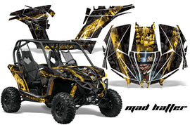 UTV Graphics Kit Decal Wrap For Can-Am BRP Maverick 1000 X/XT 2013-2016 HATTER YELLOW BLACK-atv motorcycle utv parts accessories gear helmets jackets gloves pantsAll Terrain Depot