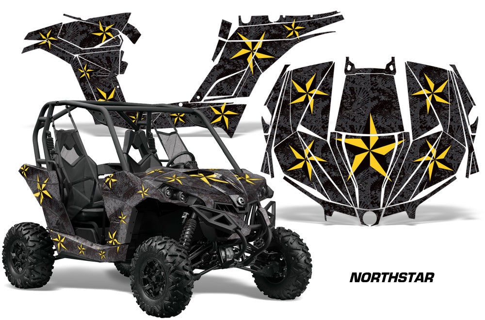 UTV Graphics Kit Decal Wrap For Can-Am BRP Maverick 1000 X/XT 2013-2016 NORTHSTAR YELLOW BLACK-atv motorcycle utv parts accessories gear helmets jackets gloves pantsAll Terrain Depot