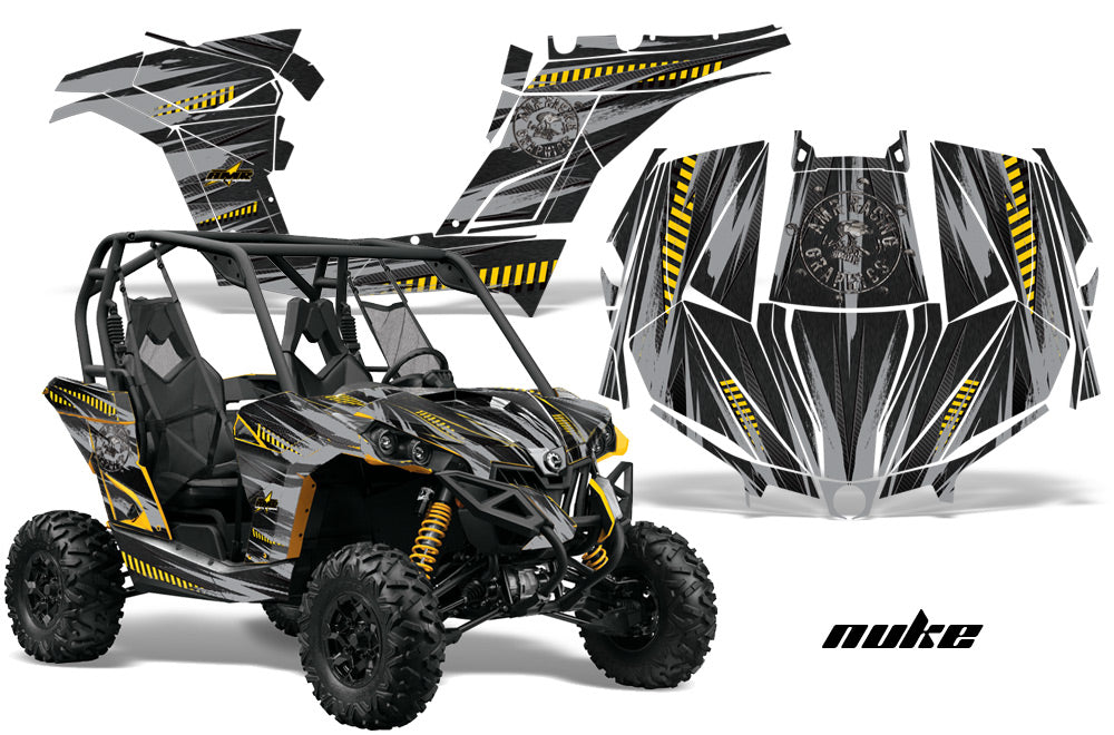 UTV Graphics Kit Decal Wrap For Can-Am BRP Maverick 1000 X/XT 2013-2016 NUKE YELLOW BLACK-atv motorcycle utv parts accessories gear helmets jackets gloves pantsAll Terrain Depot