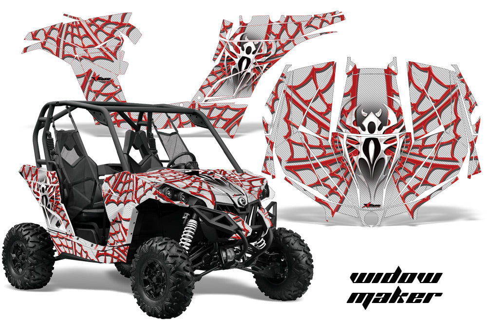 UTV Graphics Kit Decal Wrap For Can-Am BRP Maverick 1000 X/XT 2013-2016 WIDOW RED WHITE-atv motorcycle utv parts accessories gear helmets jackets gloves pantsAll Terrain Depot