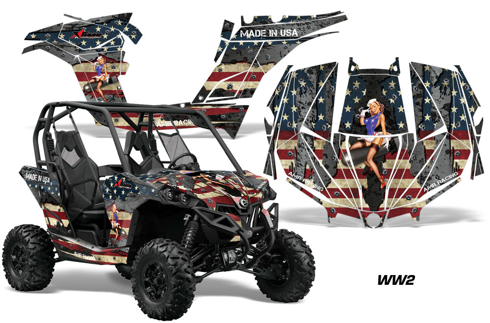 UTV Graphics Kit Decal Wrap For Can-Am BRP Maverick 1000 X/XT 2013-2016 WW2 BOMBER-atv motorcycle utv parts accessories gear helmets jackets gloves pantsAll Terrain Depot