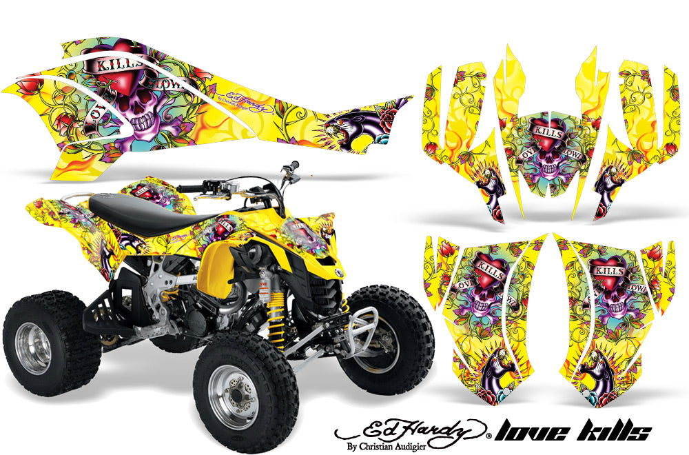 ATV Graphics Kit Quad Decal Wrap For Can-Am DS450 XMX XXC 2008-2016 EDHLK YELLOW-atv motorcycle utv parts accessories gear helmets jackets gloves pantsAll Terrain Depot