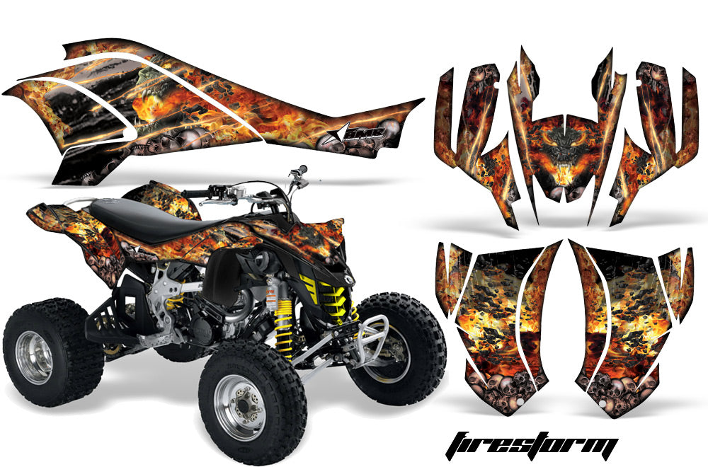 ATV Graphics Kit Quad Decal Wrap For Can-Am DS450 XMX XXC 2008-2016 FIRESTORM BLACK-atv motorcycle utv parts accessories gear helmets jackets gloves pantsAll Terrain Depot