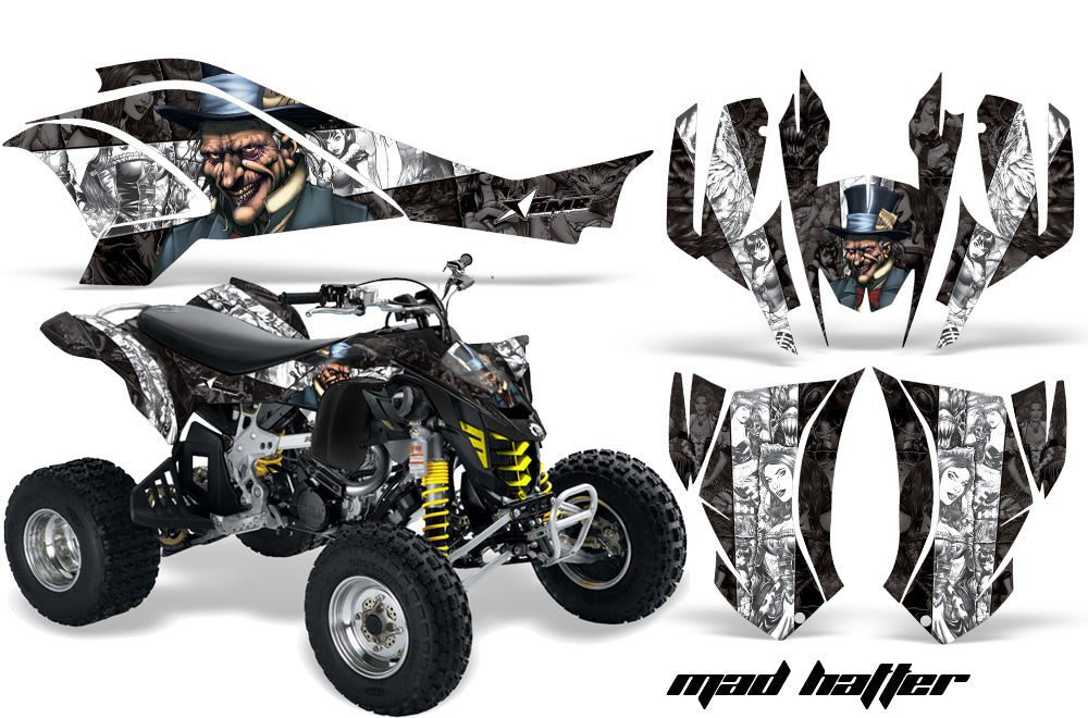 ATV Graphics Kit Quad Decal Wrap For Can-Am DS450 XMX XXC 2008-2016 HATTER BLACK WHITE-atv motorcycle utv parts accessories gear helmets jackets gloves pantsAll Terrain Depot