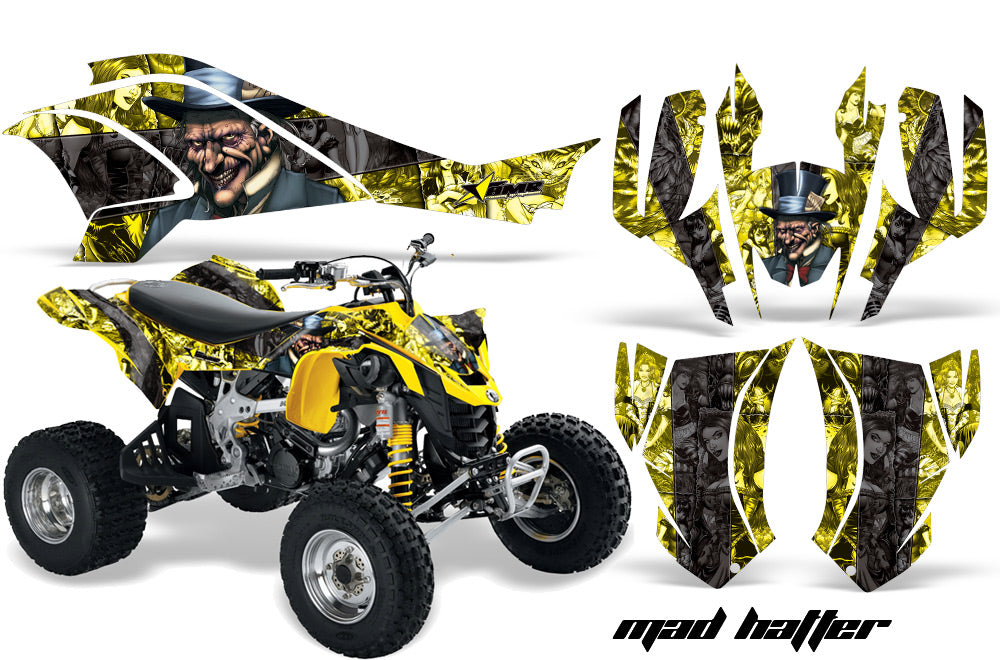 ATV Graphics Kit Quad Decal Wrap For Can-Am DS450 XMX XXC 2008-2016 HATTER YELLOW BLACK-atv motorcycle utv parts accessories gear helmets jackets gloves pantsAll Terrain Depot