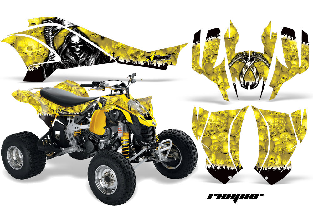 ATV Graphics Kit Quad Decal Wrap For Can-Am DS450 XMX XXC 2008-2016 REAPER YELLOW-atv motorcycle utv parts accessories gear helmets jackets gloves pantsAll Terrain Depot
