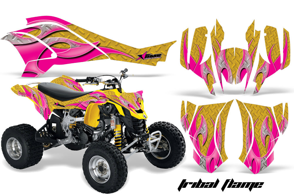 ATV Graphics Kit Quad Decal Wrap For Can-Am DS450 XMX XXC 2008-2016 TRIBAL PINK YELLOW-atv motorcycle utv parts accessories gear helmets jackets gloves pantsAll Terrain Depot