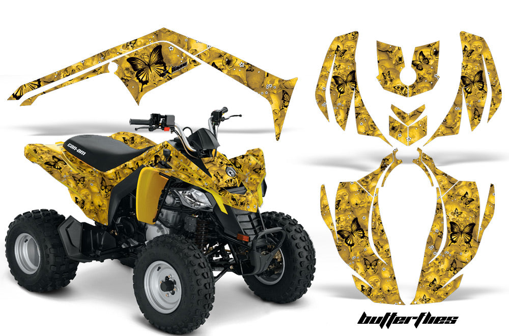 ATV Decal Graphics Kit Wrap For Can-Am DS250 DS 250 Bombardier 2006-2016 BUTTERFLIES BLACK YELLOW-atv motorcycle utv parts accessories gear helmets jackets gloves pantsAll Terrain Depot