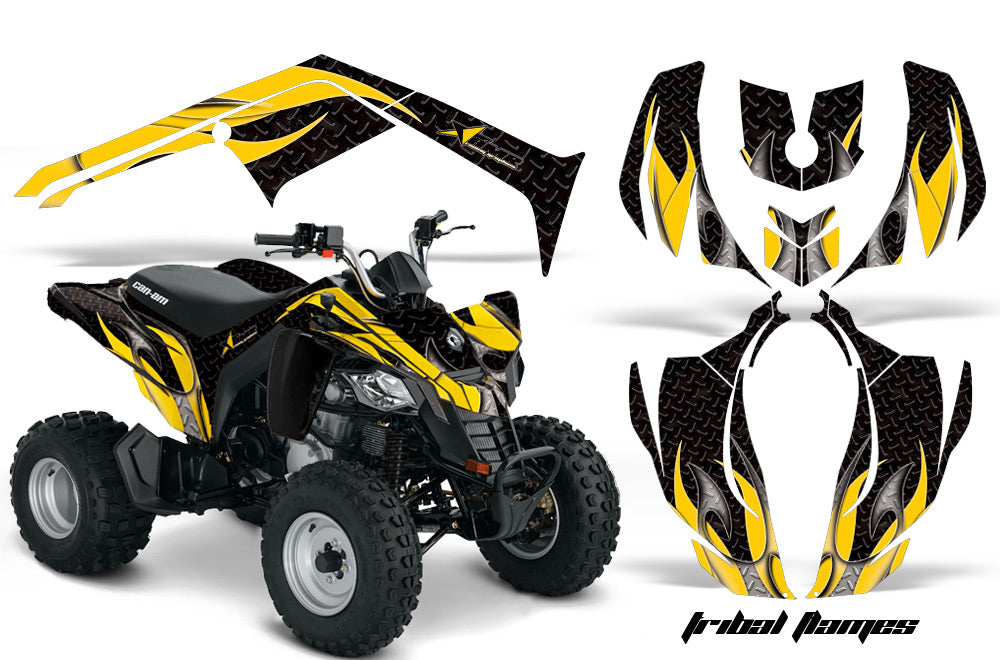 ATV Decal Graphics Kit Wrap For Can-Am DS250 DS 250 Bombardier 2006-2016 TRIBAL YELLOW BLACK-atv motorcycle utv parts accessories gear helmets jackets gloves pantsAll Terrain Depot