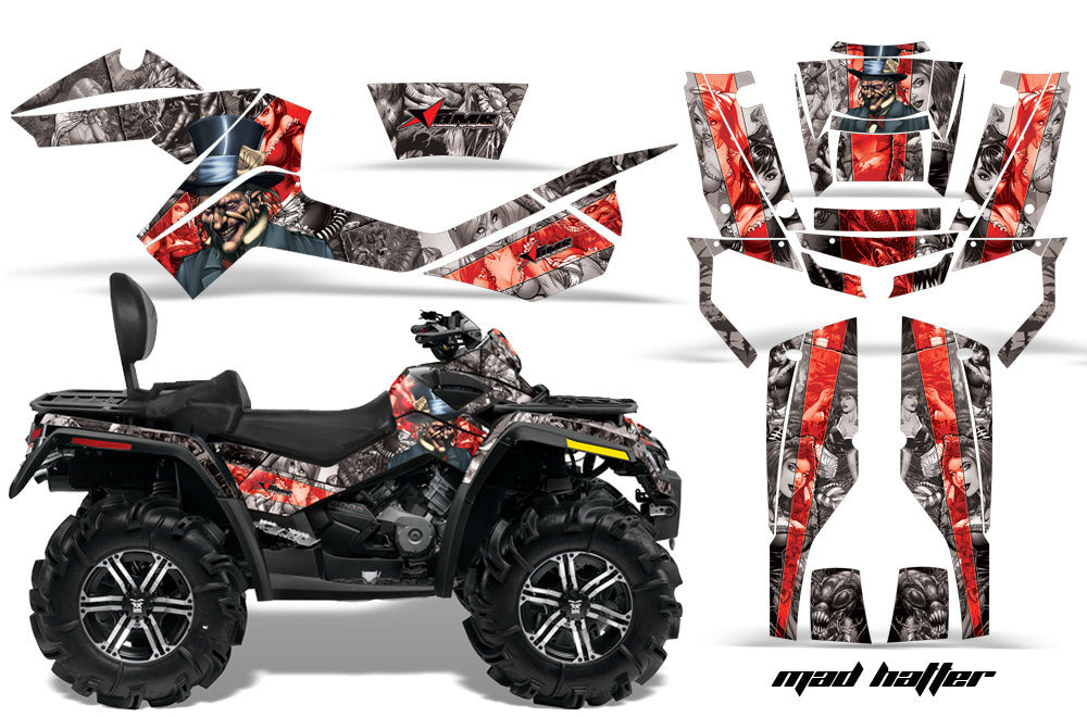ATV Graphics Kit Decal Wrap For CanAm Outlander Max 500/800 2006-2012 HATTER RED SILVER-atv motorcycle utv parts accessories gear helmets jackets gloves pantsAll Terrain Depot