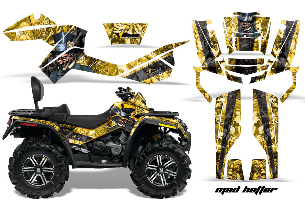 ATV Graphics Kit Decal Wrap For CanAm Outlander Max 500/800 2006-2012 HATTER YELLOW BLACK-atv motorcycle utv parts accessories gear helmets jackets gloves pantsAll Terrain Depot