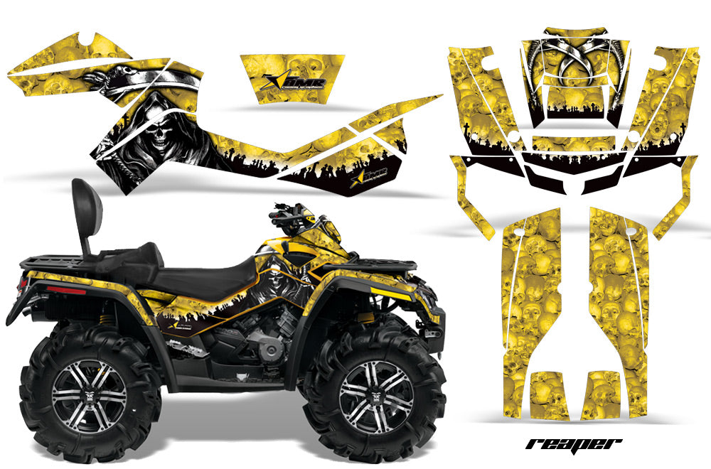 ATV Graphics Kit Decal Wrap For CanAm Outlander Max 500/800 2006-2012 REAPER YELLOW-atv motorcycle utv parts accessories gear helmets jackets gloves pantsAll Terrain Depot