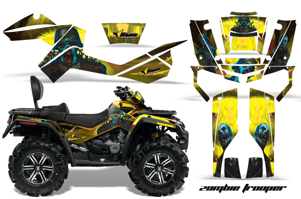 ATV Graphics Kit Decal Wrap For CanAm Outlander Max 500/800 2006-2012 ZOMBIE YELLOW-atv motorcycle utv parts accessories gear helmets jackets gloves pantsAll Terrain Depot