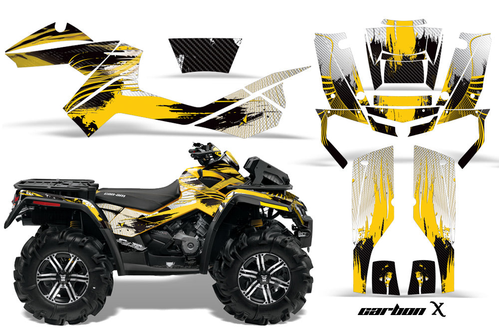 ATV Graphics Kit Decal Wrap For CanAm Outlander XMR 500/800 2006-2012 CARBONX YELLOW-atv motorcycle utv parts accessories gear helmets jackets gloves pantsAll Terrain Depot