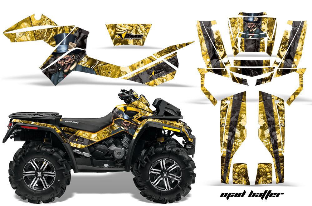 ATV Graphics Kit Decal Wrap For CanAm Outlander XMR 500/800 2006-2012 HATTER YELLOW BLACK-atv motorcycle utv parts accessories gear helmets jackets gloves pantsAll Terrain Depot