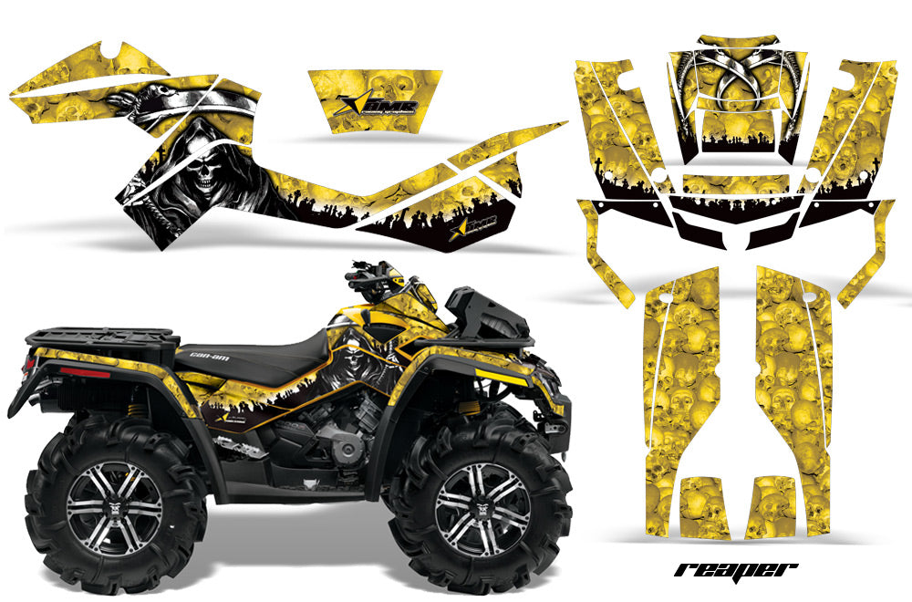 ATV Graphics Kit Decal Wrap For CanAm Outlander XMR 500/800 2006-2012 REAPER YELLOW-atv motorcycle utv parts accessories gear helmets jackets gloves pantsAll Terrain Depot