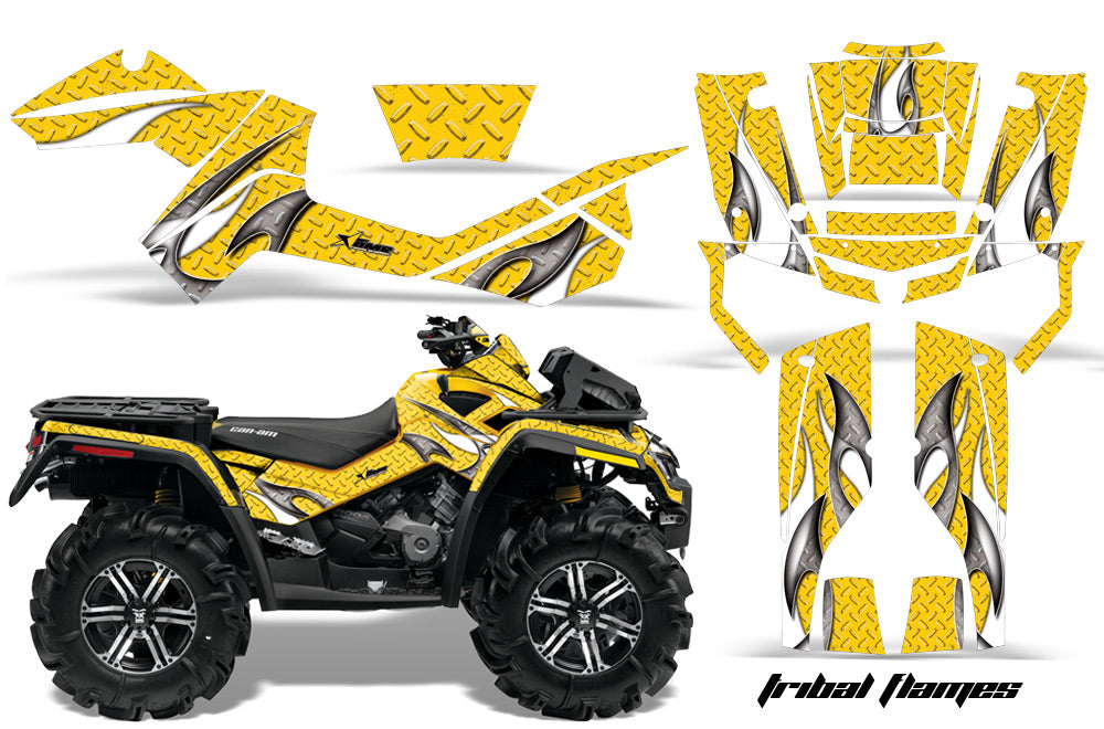 ATV Graphics Kit Decal Wrap For CanAm Outlander XMR 500/800 2006-2012 TRIBAL WHITE YELLOW-atv motorcycle utv parts accessories gear helmets jackets gloves pantsAll Terrain Depot
