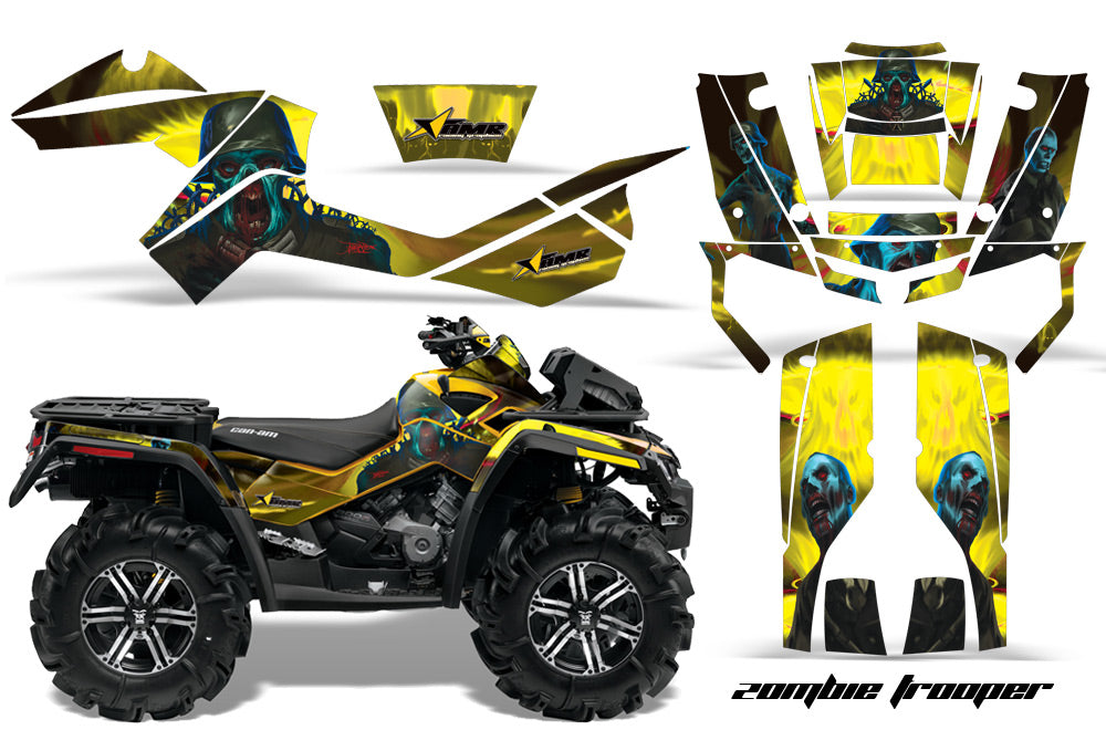 ATV Graphics Kit Decal Wrap For CanAm Outlander XMR 500/800 2006-2012 ZOMBIE YELLOW-atv motorcycle utv parts accessories gear helmets jackets gloves pantsAll Terrain Depot
