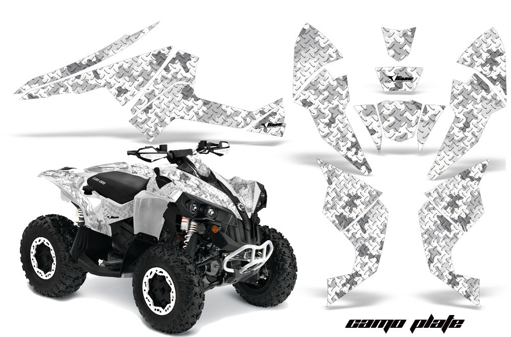 ATV Decal Graphics Kit Quad Wrap For Can-Am Renegade 500 X/R 800X/R 1000 CAMOPLATE WHITE-atv motorcycle utv parts accessories gear helmets jackets gloves pantsAll Terrain Depot