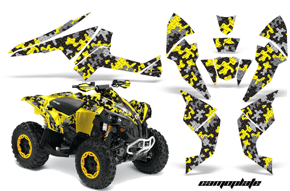 ATV Decal Graphics Kit Quad Wrap For Can-Am Renegade 500 X/R 800X/R 1000 CAMOPLATE YELLOW-atv motorcycle utv parts accessories gear helmets jackets gloves pantsAll Terrain Depot