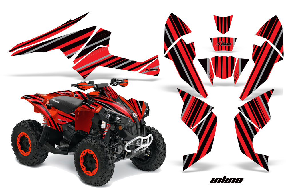 ATV Decal Graphics Kit Quad Wrap For Can-Am Renegade 500 X/R 800X/R 1000 INLINE RED BLACK-atv motorcycle utv parts accessories gear helmets jackets gloves pantsAll Terrain Depot