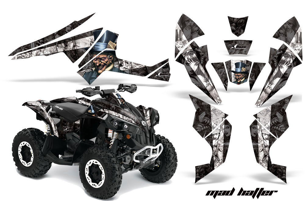 ATV Decal Graphics Kit Quad Wrap For Can-Am Renegade 500 X/R 800X/R 1000 HATTER BLACK WHITE-atv motorcycle utv parts accessories gear helmets jackets gloves pantsAll Terrain Depot