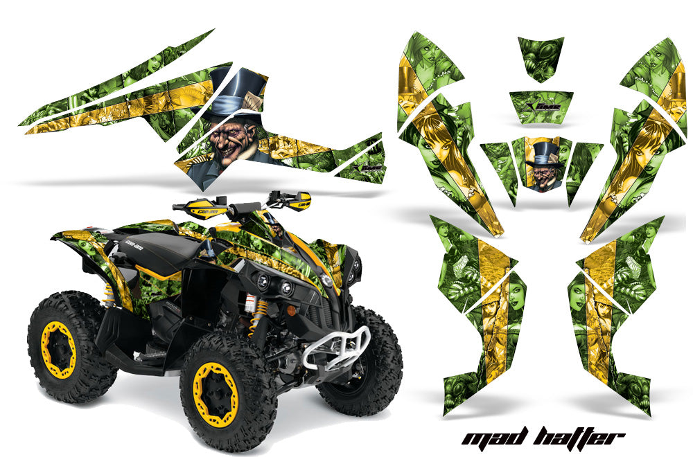 ATV Decal Graphics Kit Quad Wrap For Can-Am Renegade 500 X/R 800X/R 1000 HATTER GREEN YELLOW-atv motorcycle utv parts accessories gear helmets jackets gloves pantsAll Terrain Depot