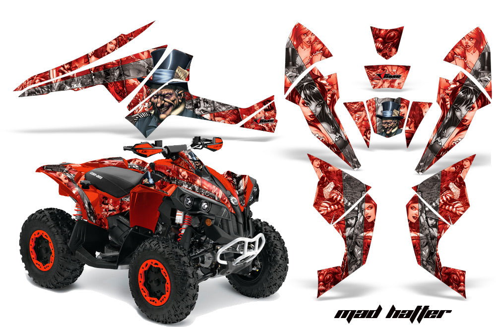 ATV Decal Graphics Kit Quad Wrap For Can-Am Renegade 500 X/R 800X/R 1000 HATTER RED SILVER-atv motorcycle utv parts accessories gear helmets jackets gloves pantsAll Terrain Depot