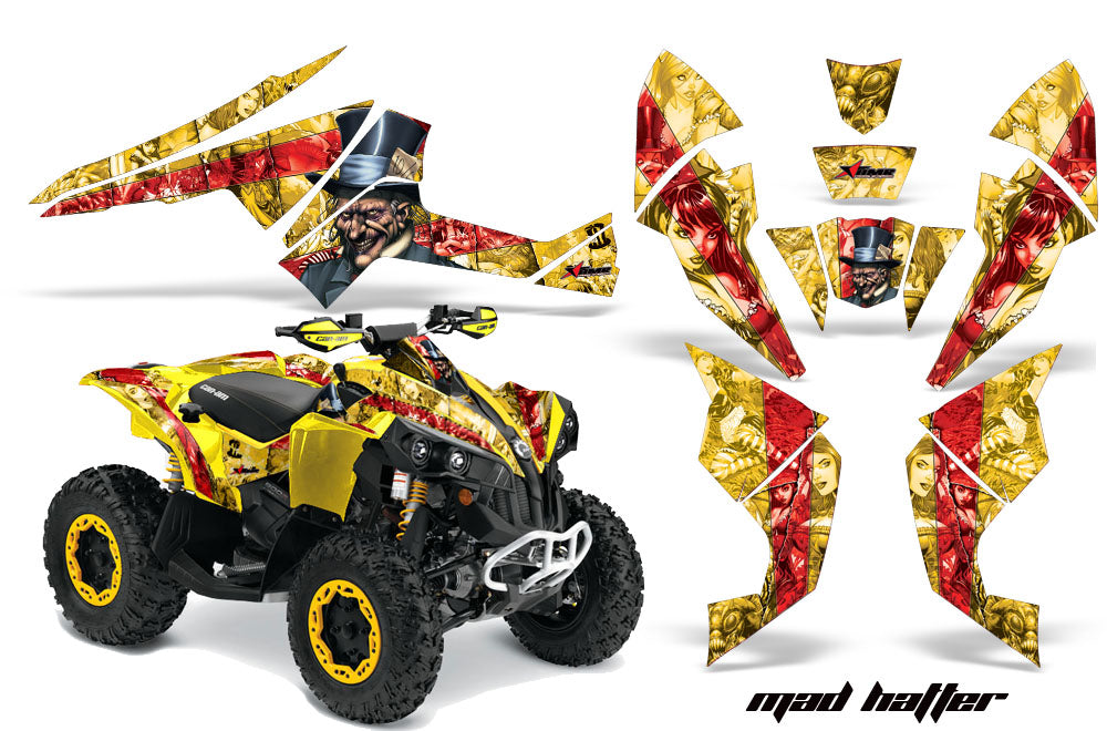 ATV Decal Graphics Kit Quad Wrap For Can-Am Renegade 500 X/R 800X/R 1000 HATTER RED YELLOW-atv motorcycle utv parts accessories gear helmets jackets gloves pantsAll Terrain Depot