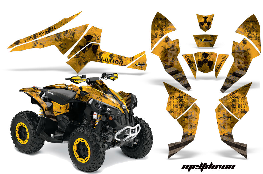ATV Decal Graphics Kit Quad Wrap For Can-Am Renegade 500 X/R 800X/R 1000 MELTDOWN BLACK YELLOW-atv motorcycle utv parts accessories gear helmets jackets gloves pantsAll Terrain Depot