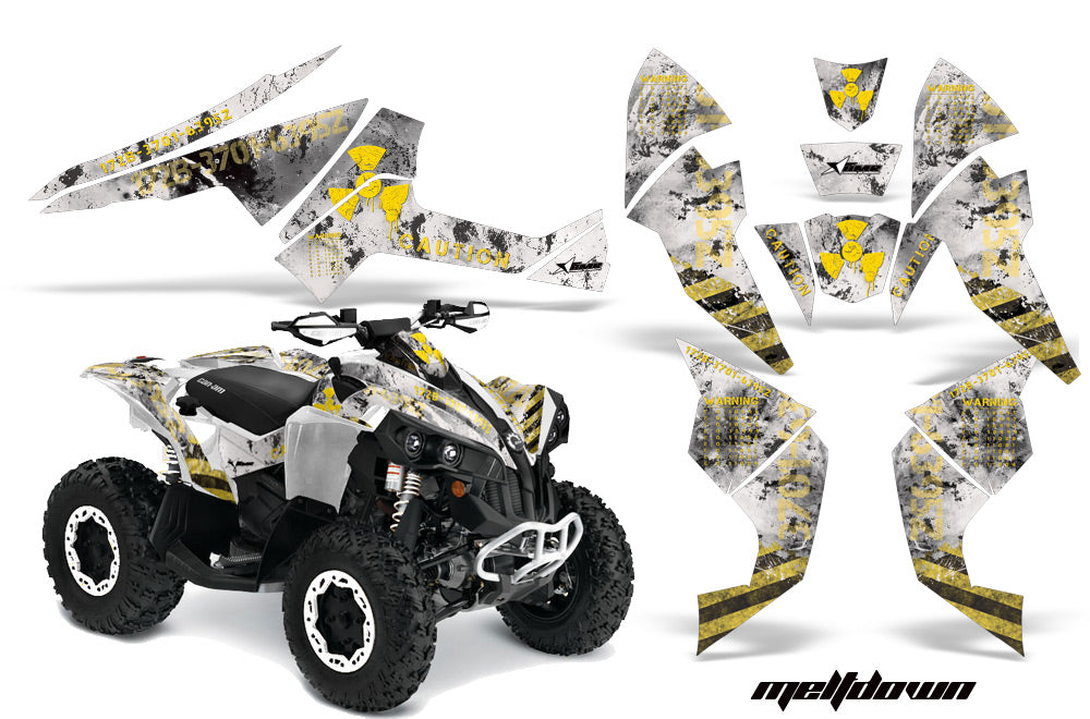 ATV Decal Graphics Kit Quad Wrap For Can-Am Renegade 500 X/R 800X/R 1000 MELTDOWN YELLOW WHITE-atv motorcycle utv parts accessories gear helmets jackets gloves pantsAll Terrain Depot