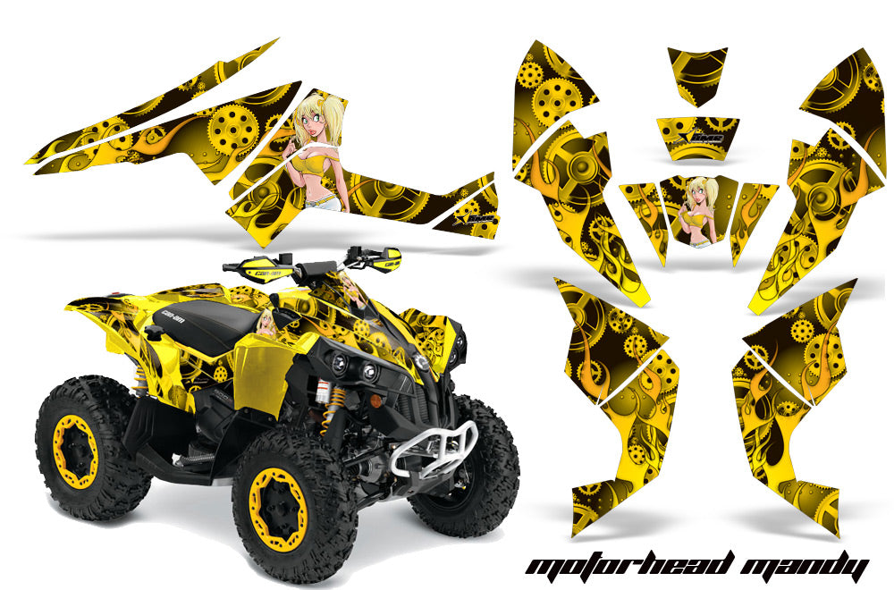 ATV Decal Graphics Kit Quad Wrap For Can-Am Renegade 500 X/R 800X/R 1000 MOTO MANDY YELLOW-atv motorcycle utv parts accessories gear helmets jackets gloves pantsAll Terrain Depot
