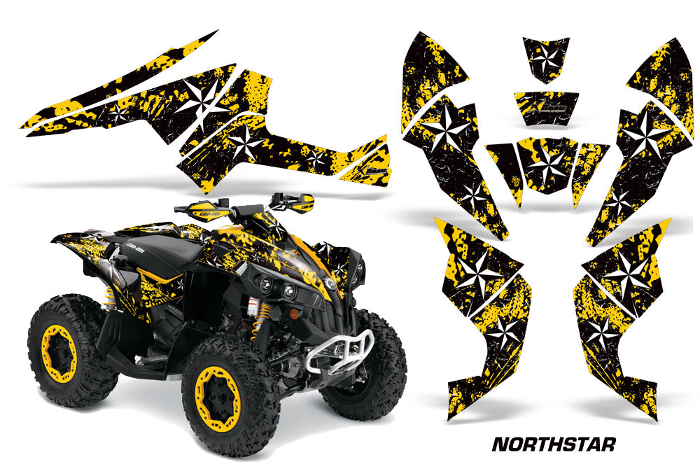 ATV Decal Graphics Kit Quad Wrap For Can-Am Renegade 500 X/R 800X/R 1000 NORTHSTAR YELLOW-atv motorcycle utv parts accessories gear helmets jackets gloves pantsAll Terrain Depot