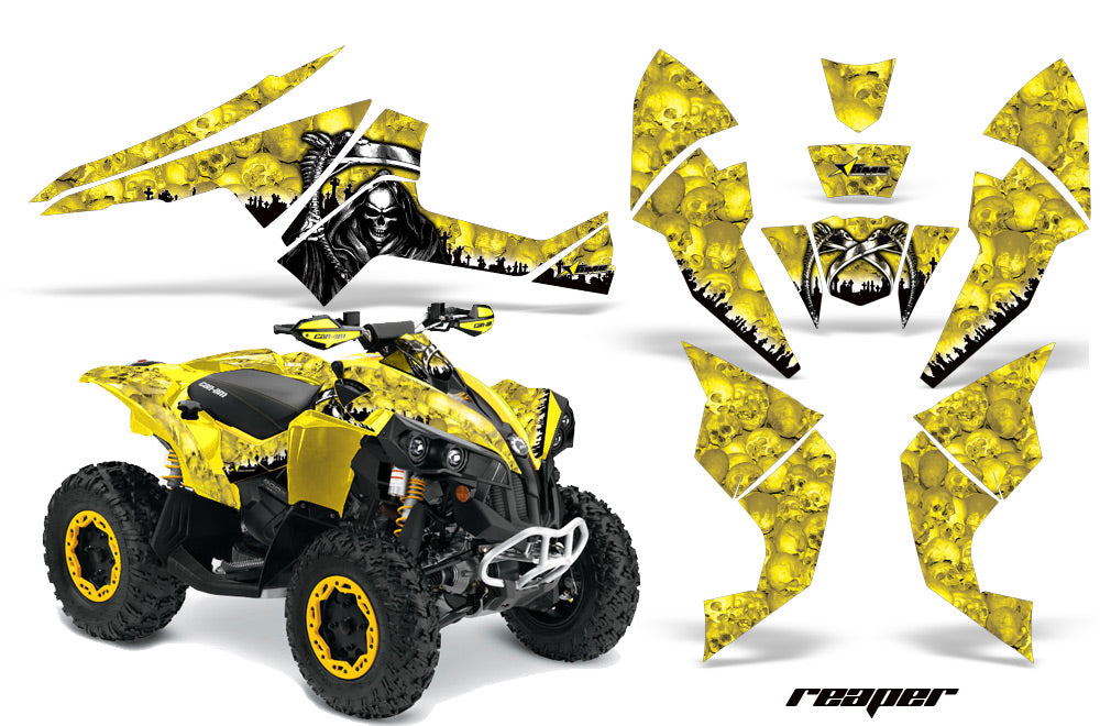 ATV Decal Graphics Kit Quad Wrap For Can-Am Renegade 500 X/R 800X/R 1000 REAPER YELLOW-atv motorcycle utv parts accessories gear helmets jackets gloves pantsAll Terrain Depot