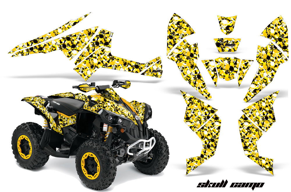 ATV Decal Graphics Kit Quad Wrap For Can-Am Renegade 500 X/R 800X/R 1000 SKULL CAMO YELLOW-atv motorcycle utv parts accessories gear helmets jackets gloves pantsAll Terrain Depot