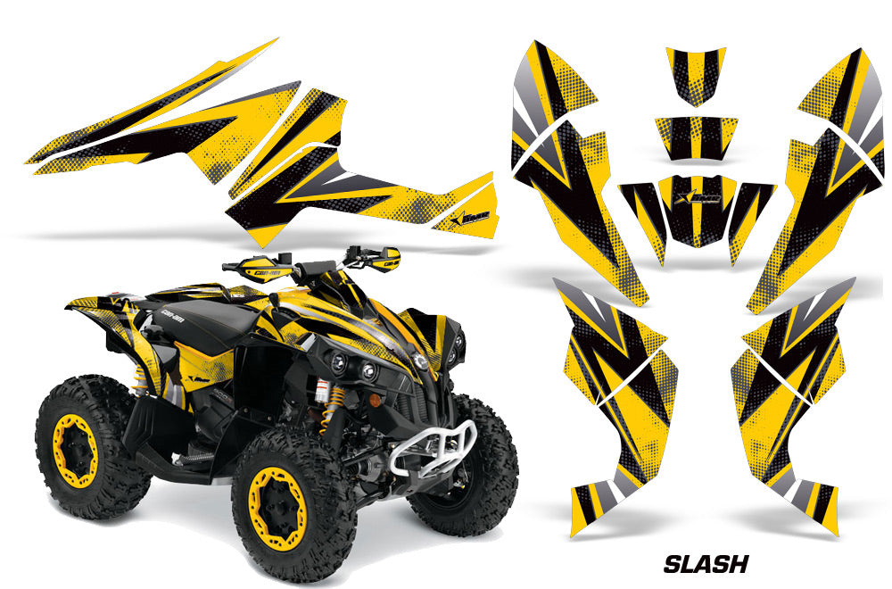 ATV Decal Graphics Kit Quad Wrap For Can-Am Renegade 500 X/R 800X/R 1000 SLASH BLACK YELLOW-atv motorcycle utv parts accessories gear helmets jackets gloves pantsAll Terrain Depot