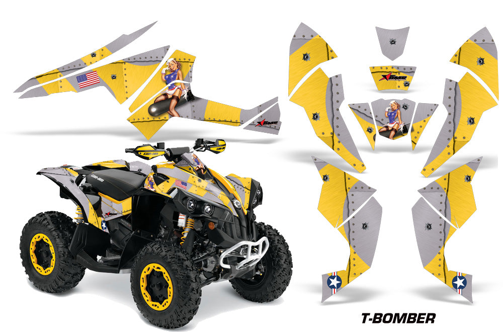 ATV Decal Graphics Kit Quad Wrap For Can-Am Renegade 500 X/R 800X/R 1000 TBOMBER YELLOW-atv motorcycle utv parts accessories gear helmets jackets gloves pantsAll Terrain Depot