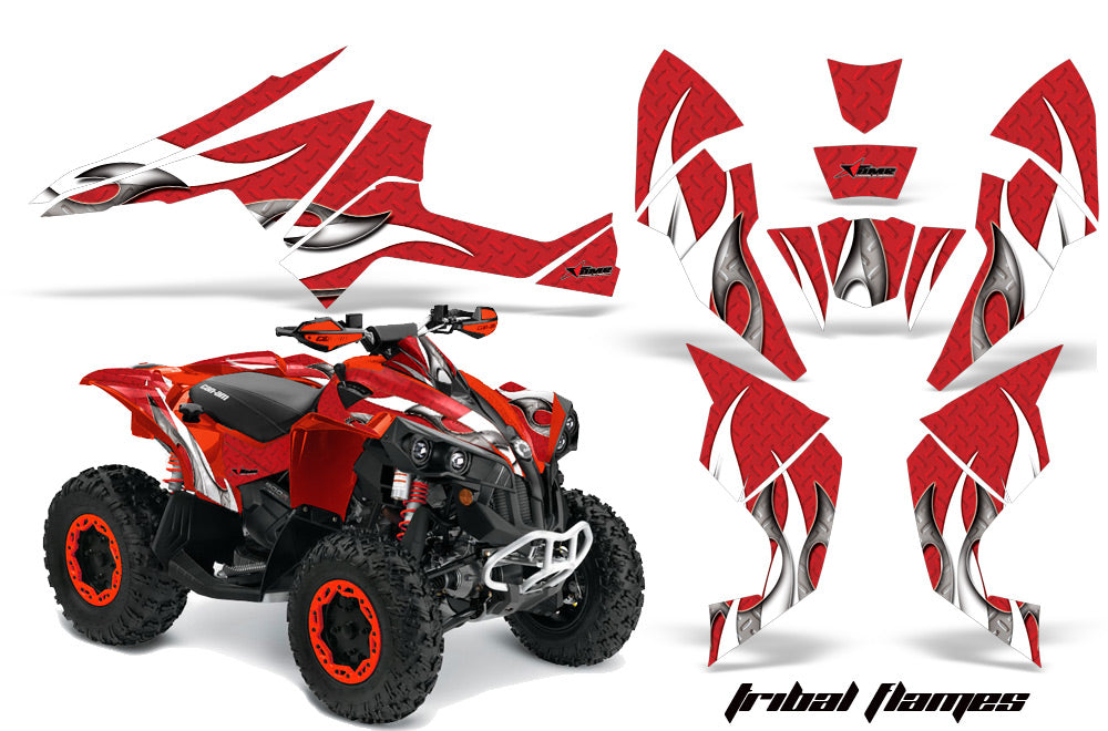 ATV Decal Graphics Kit Quad Wrap For Can-Am Renegade 500 X/R 800X/R 1000 TRIBAL WHITE RED-atv motorcycle utv parts accessories gear helmets jackets gloves pantsAll Terrain Depot