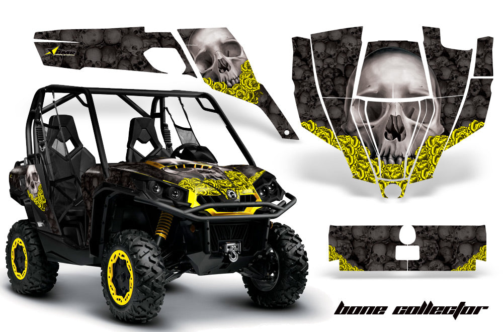 UTV Graphics Kit SXS Decal Sticker Wrap For Can-Am Commander 800 1000 BONES BLACK YELLOW-atv motorcycle utv parts accessories gear helmets jackets gloves pantsAll Terrain Depot