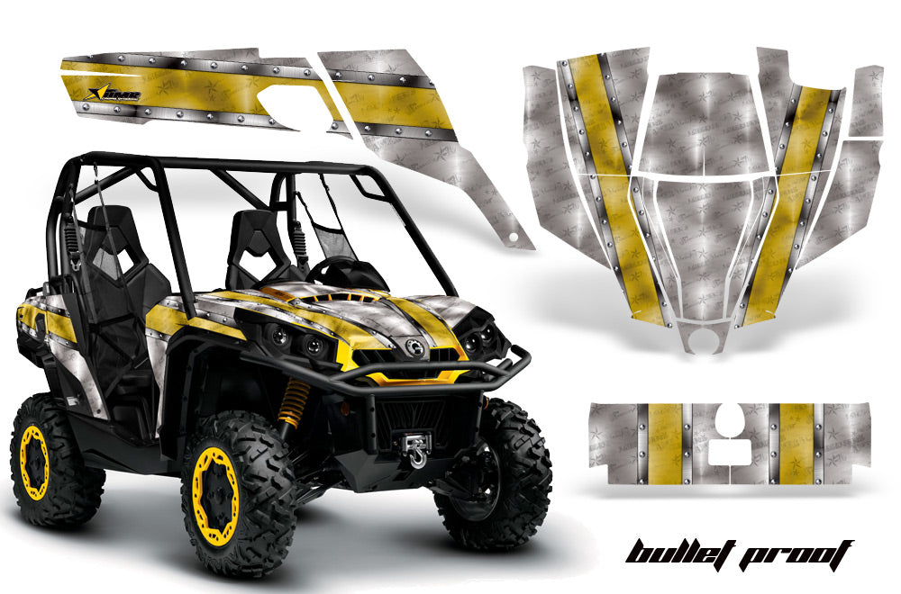UTV Graphics Kit SXS Decal Sticker Wrap For Can-Am Commander 800 1000 BULLET PROOF YELLOW-atv motorcycle utv parts accessories gear helmets jackets gloves pantsAll Terrain Depot