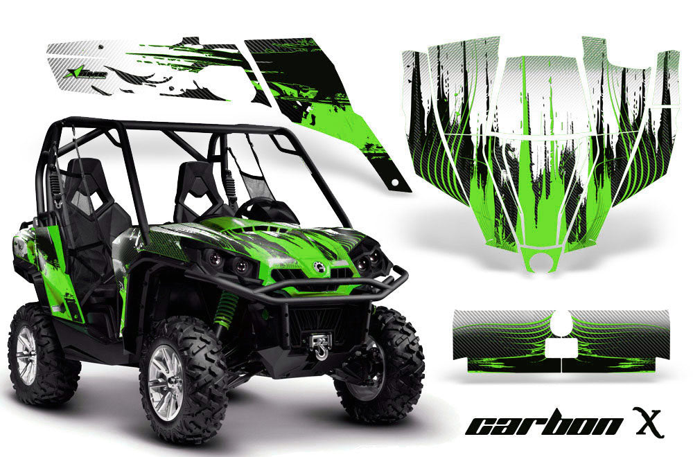 UTV Graphics Kit SXS Decal Sticker Wrap For Can-Am Commander 800 1000 CARBONX LIME-atv motorcycle utv parts accessories gear helmets jackets gloves pantsAll Terrain Depot